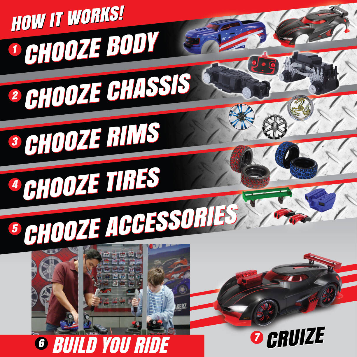 Build and customize your own toy car! Fun for the entire family